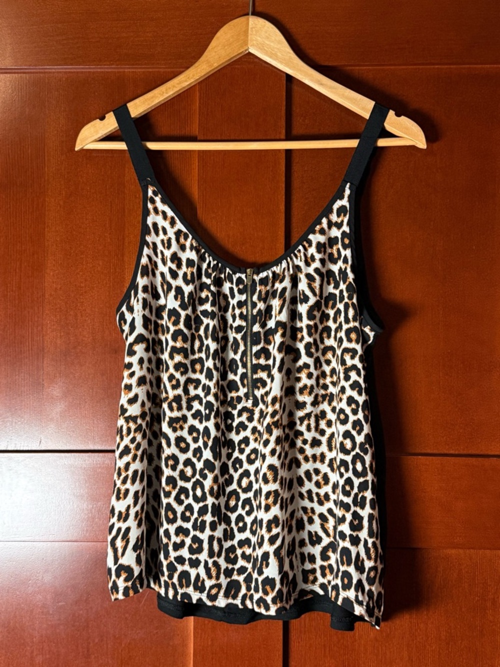 Express Leopard Print Mixed Media Dressy Camisole Size Large